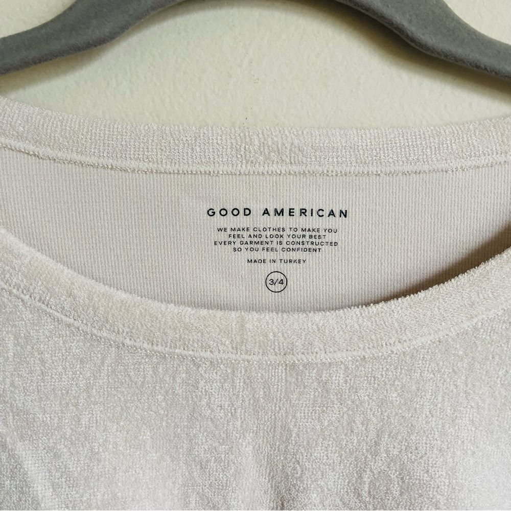 GOOD AMERICAN Terry Crop Tee in Bone Size 3/4 (L/XL) - Picture 6 of 9